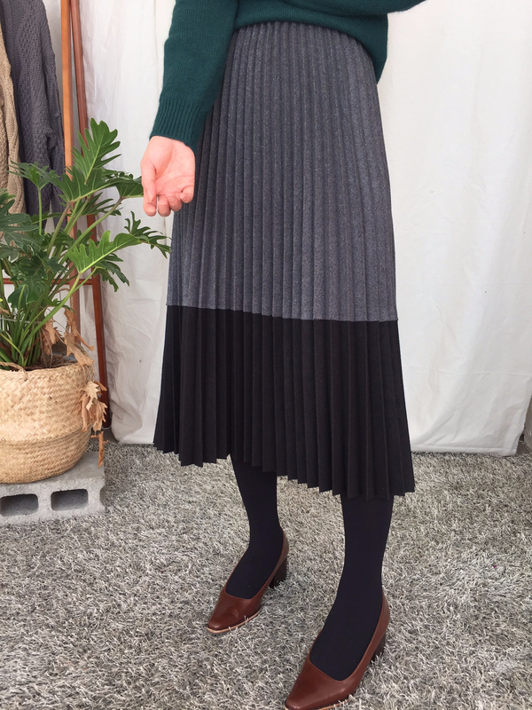 Woolen colors Pleated skirt Flare Wrinkled autumn 