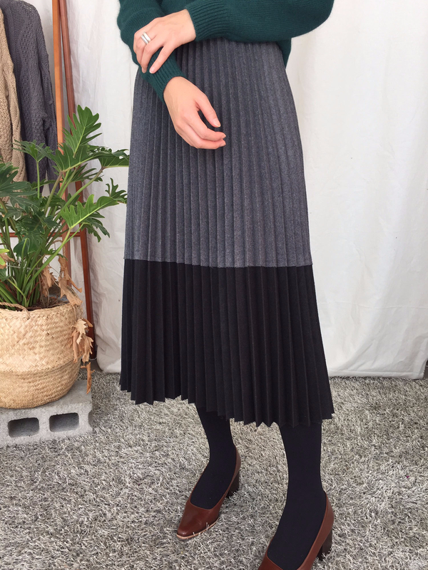 Woolen colors Pleated skirt Flare Wrinkled autumn 