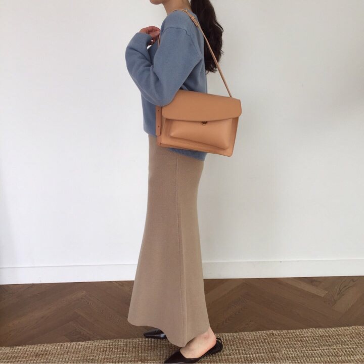 A-Line Knit Skirts Frill Long Mermaid Banding Luxu