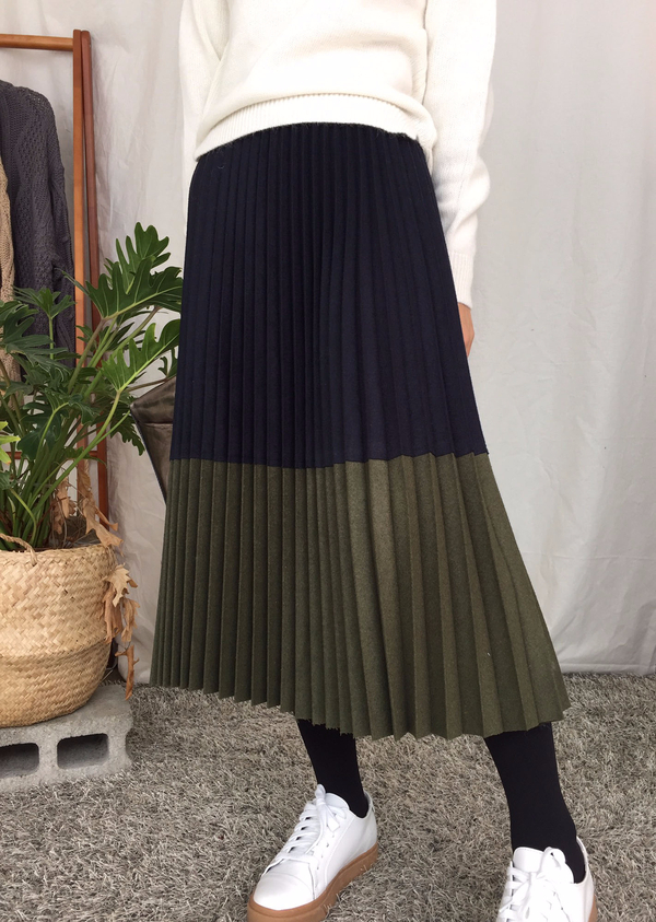 Woolen colors Pleated skirt Flare Wrinkled autumn 