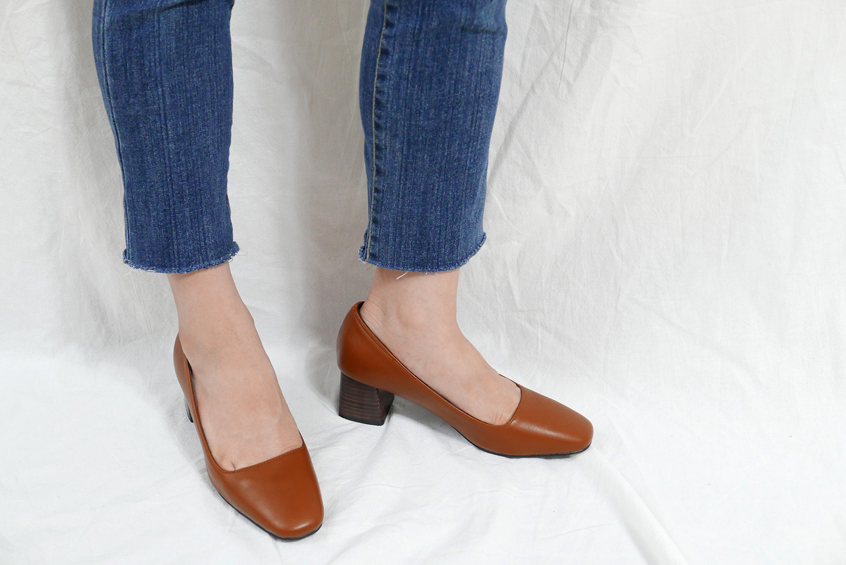 Middle-Heel Pumps Wood-heeled Shoes Bent Girls 20&