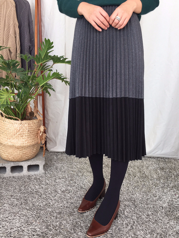 Woolen colors Pleated skirt Flare Wrinkled autumn 