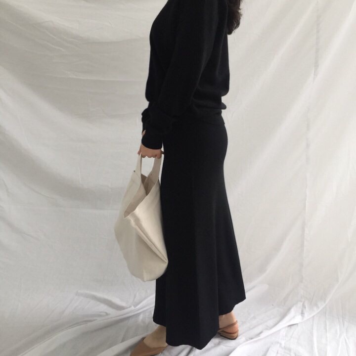 A-Line Knit Skirts Frill Long Mermaid Banding Luxu