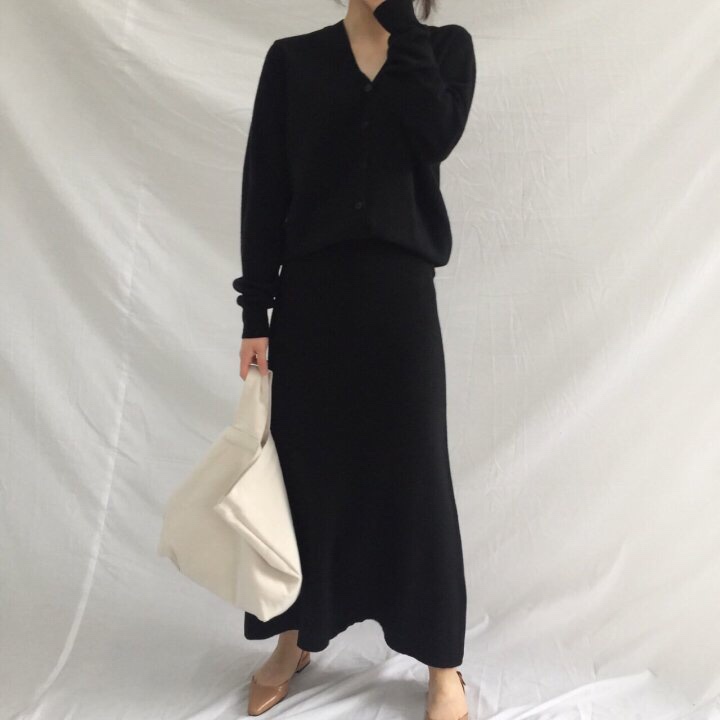 A-Line Knit Skirts Frill Long Mermaid Banding Luxu