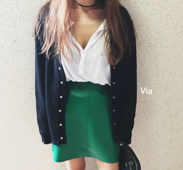 Stitch leather mini skirt a line leather tweed fal