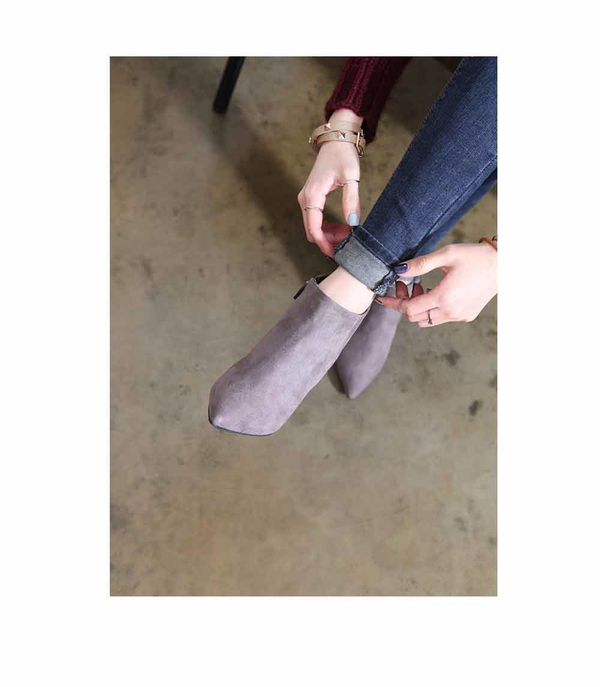 Gold Sheep Suede Angle Boots 4-color Blue Keysheel