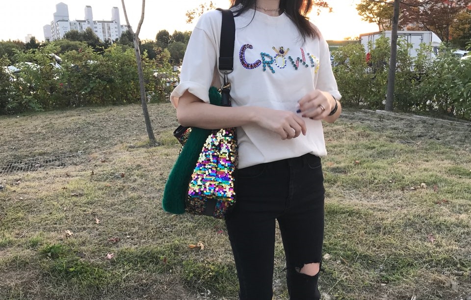 Korea Jeans Pants Square x 2 Black Hole Pants