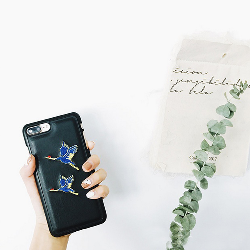 Cheongsam iPhone 8 embroidery case plus strap card