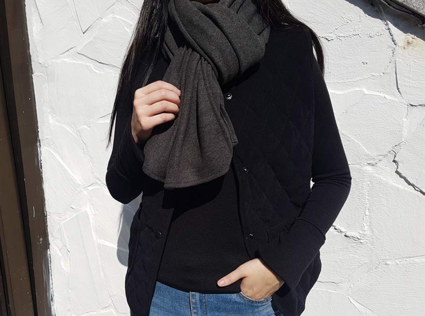 Basic Wool Knit Muffler Shawl Mini Petite Couple I