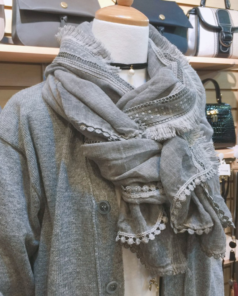 Ethnic Lace Shawl Muffler Black Kanji Fashion Cody