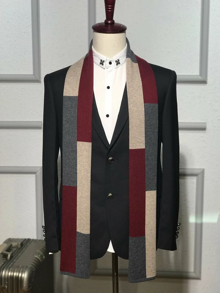 Men's Wool Muffler Patti Fashion Natural Style 