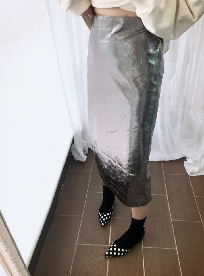 Twinkle-dated skirt silver, long shine polished lo