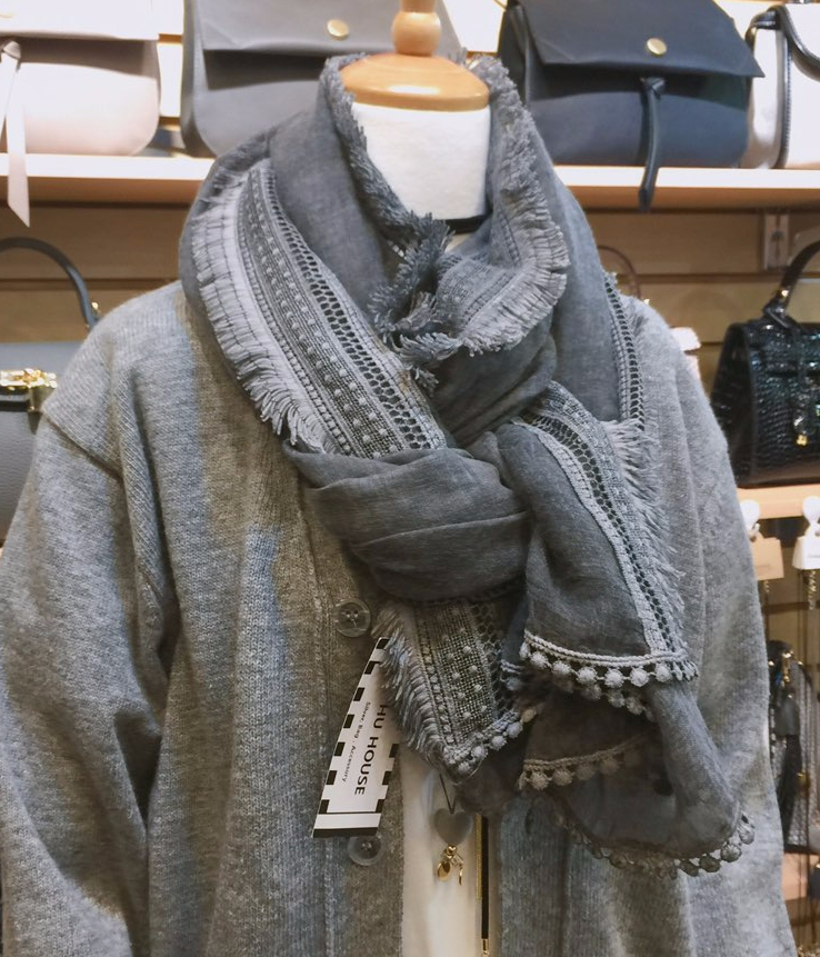 Ethnic Lace Shawl Muffler Black Kanji Fashion Cody