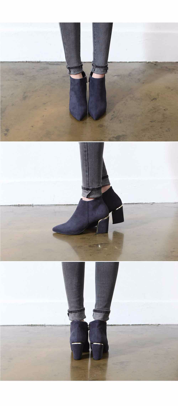 Gold Sheep Suede Angle Boots 4-color Blue Keysheel