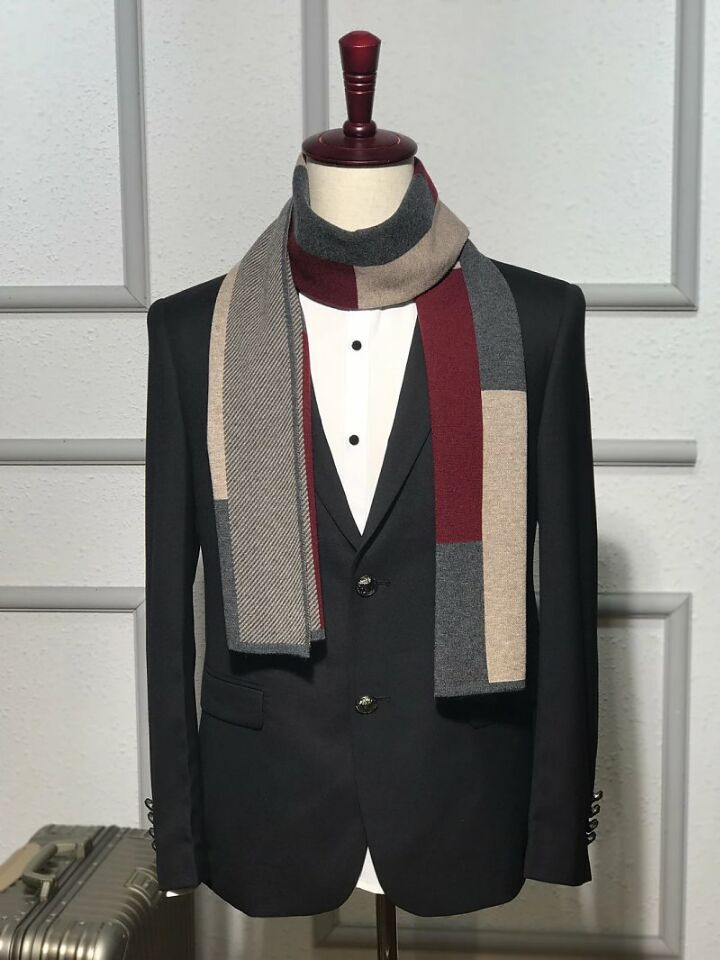 Men's Wool Muffler Patti Fashion Natural Style 