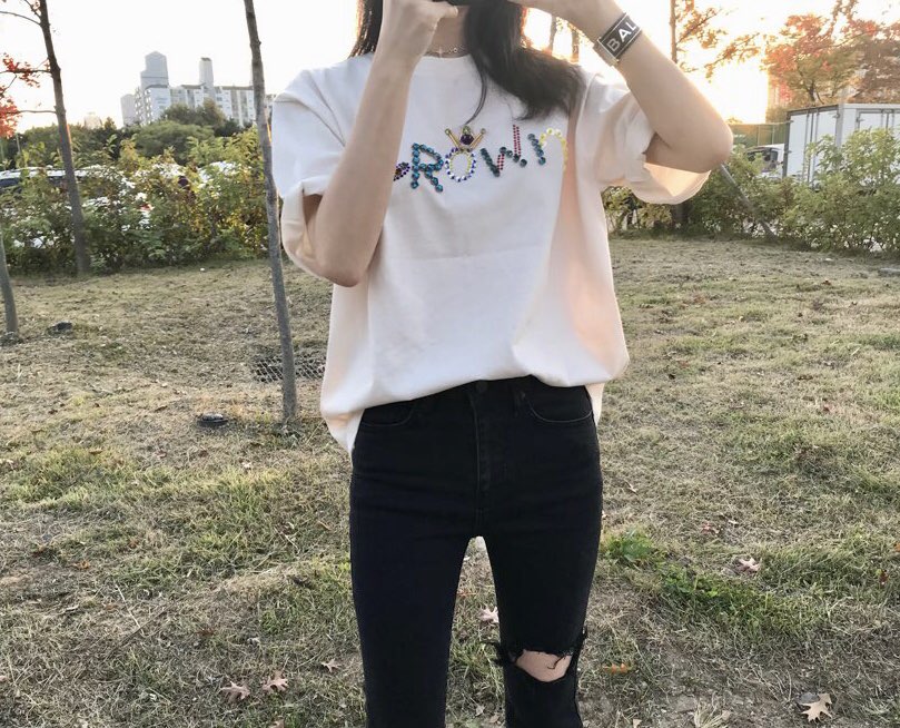 Korea Jeans Pants Square x 2 Black Hole Pants