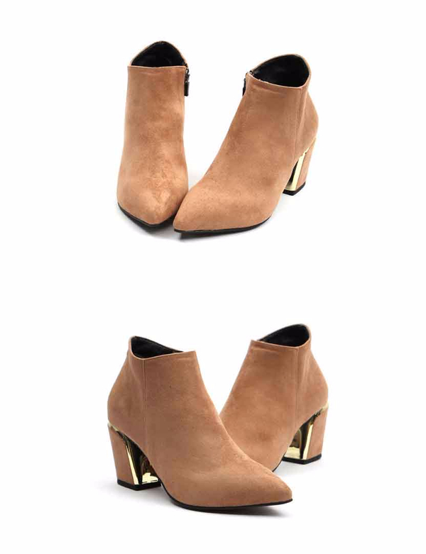 Gold Sheep Suede Angle Boots 4-color Blue Keysheel