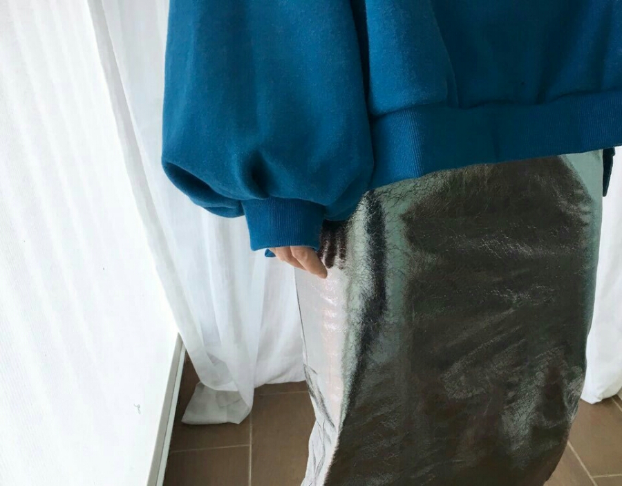 Twinkle-dated skirt silver, long shine polished lo