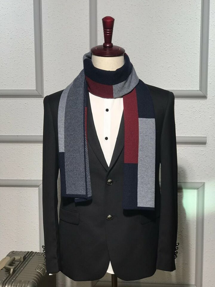 Men's Wool Muffler Patti Fashion Natural Style 