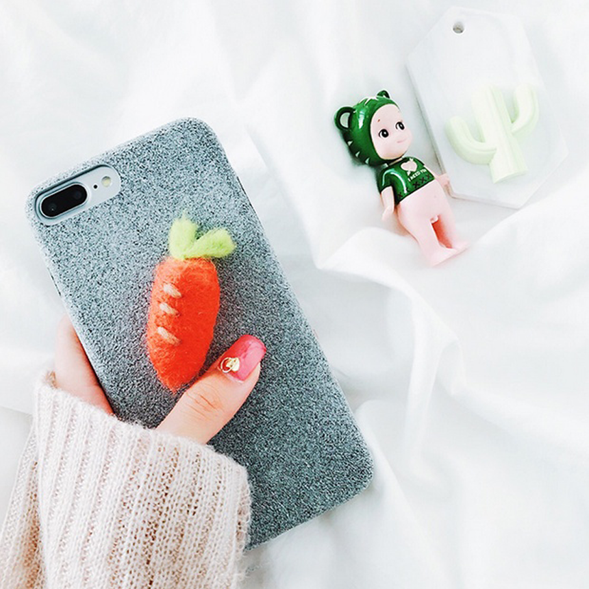 Carrots iPhone 8 case plus strap card embroidery p