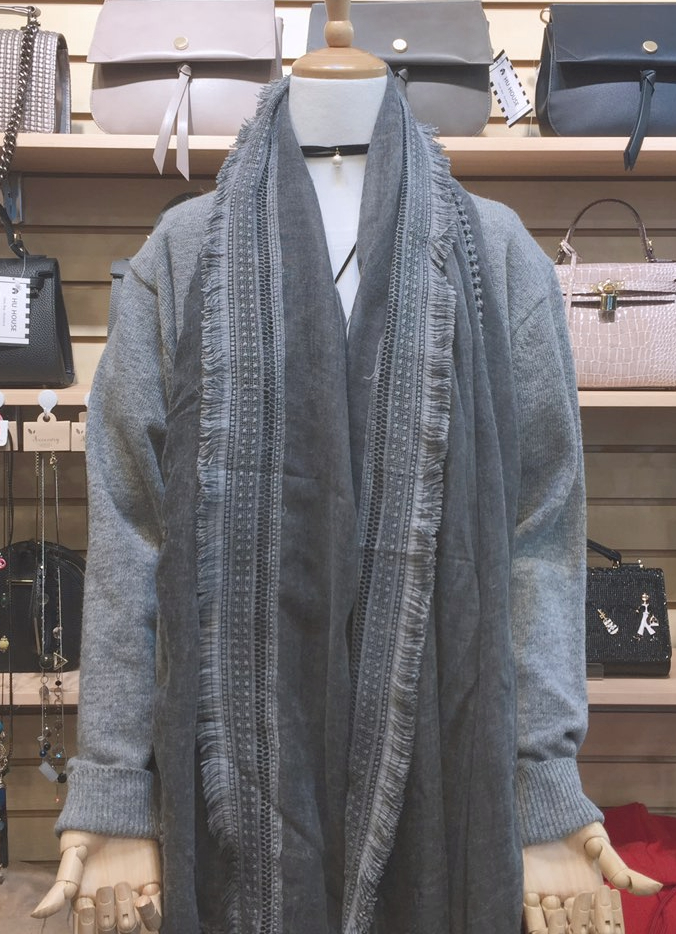 Ethnic Lace Shawl Muffler Black Kanji Fashion Cody