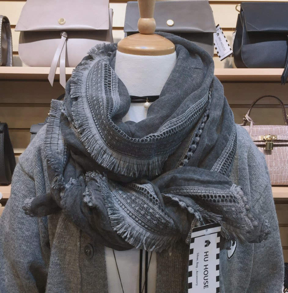 Ethnic Lace Shawl Muffler Black Kanji Fashion Cody