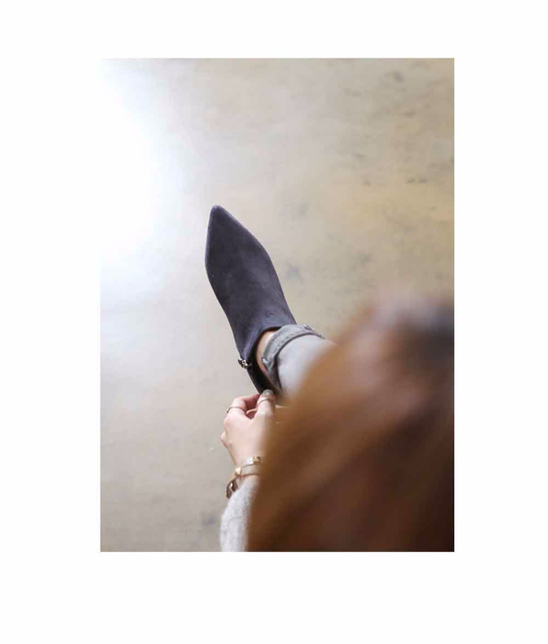 Gold Sheep Suede Angle Boots 4-color Blue Keysheel