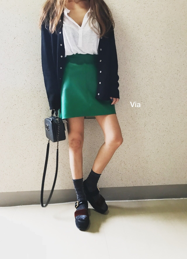 Stitch leather mini skirt a line leather tweed fal