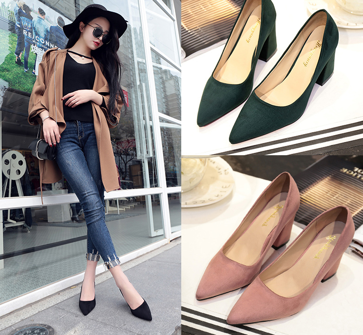 Stiletto Tongue Middle Hill 8cm Women 20s Fall Sho