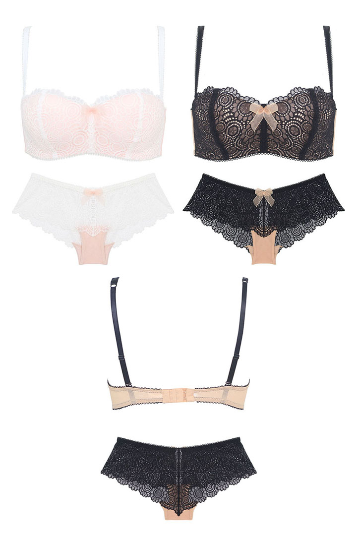 Tadellion Nowar Bra Set A to C Cup Black Fashion U