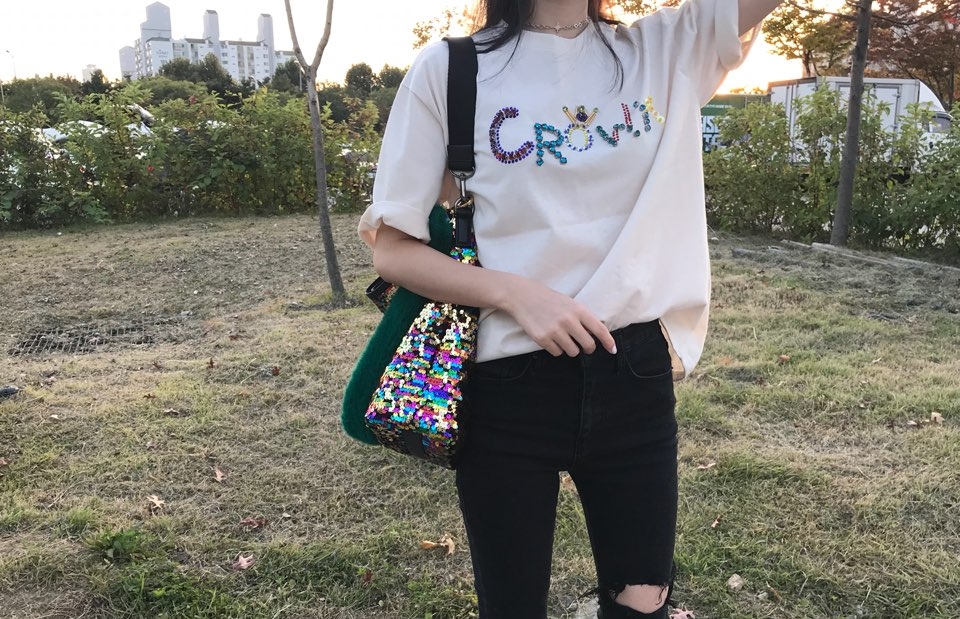 Korea Jeans Pants Square x 2 Black Hole Pants