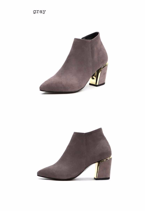 Gold Sheep Suede Angle Boots 4-color Blue Keysheel