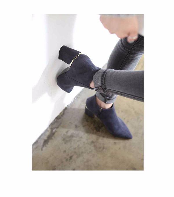 Gold Sheep Suede Angle Boots 4-color Blue Keysheel
