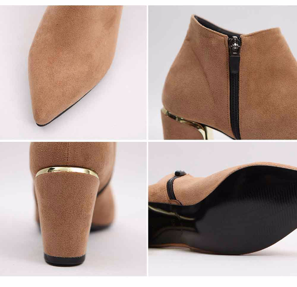 Gold Sheep Suede Angle Boots 4-color Blue Keysheel