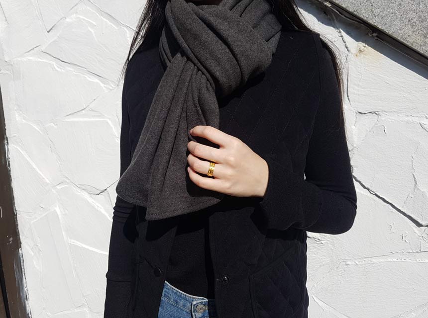 Basic Wool Knit Muffler Shawl Mini Petite Couple I