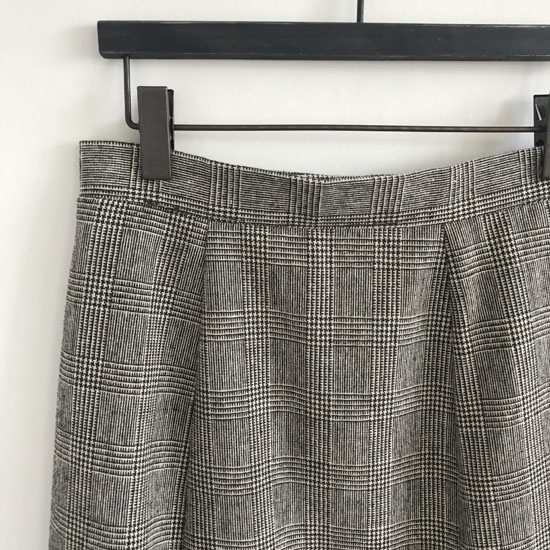 Wool blend check flare long skirt 2 color autumn w