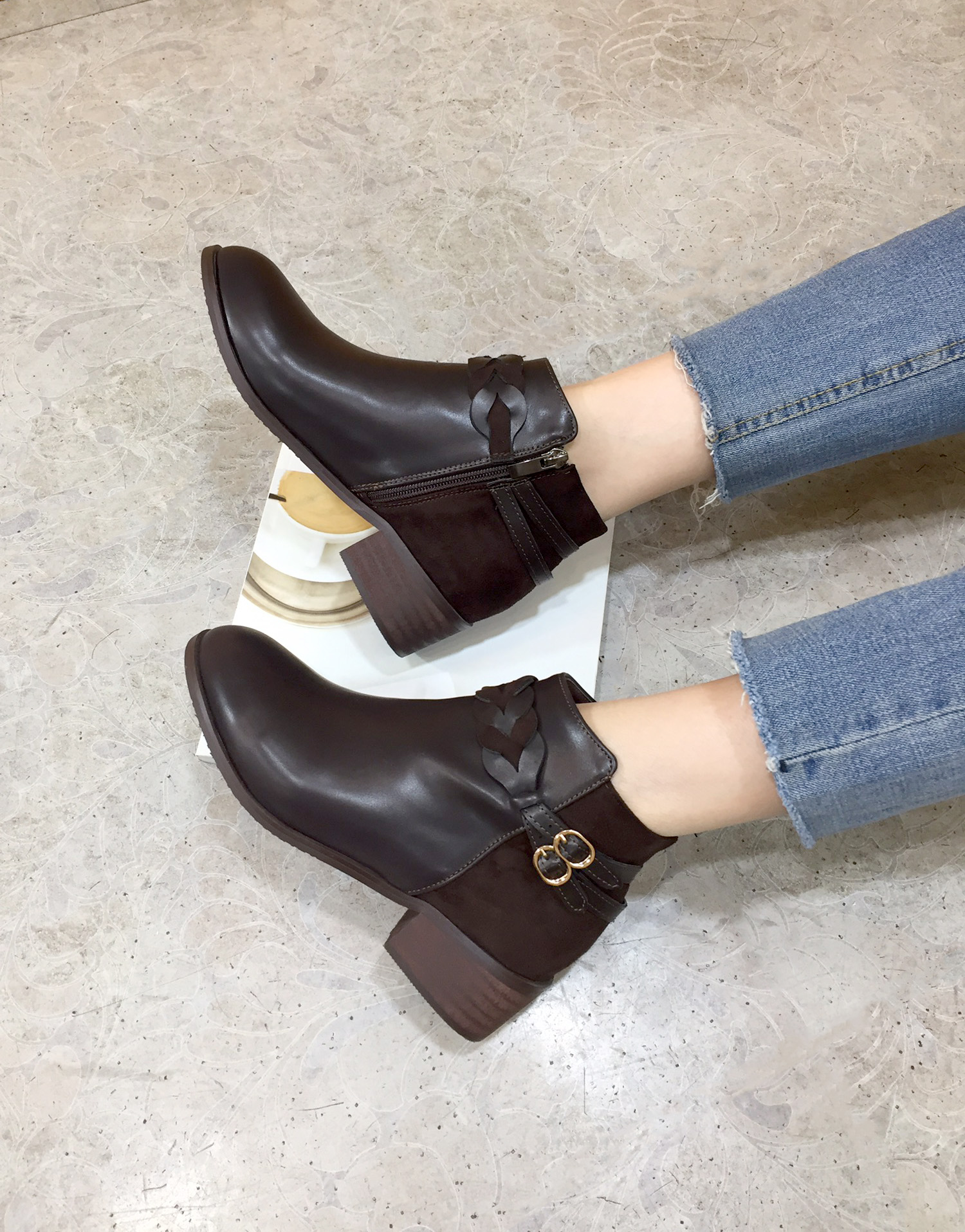 4cm twisted chin plate Suede zipper Decorative foo