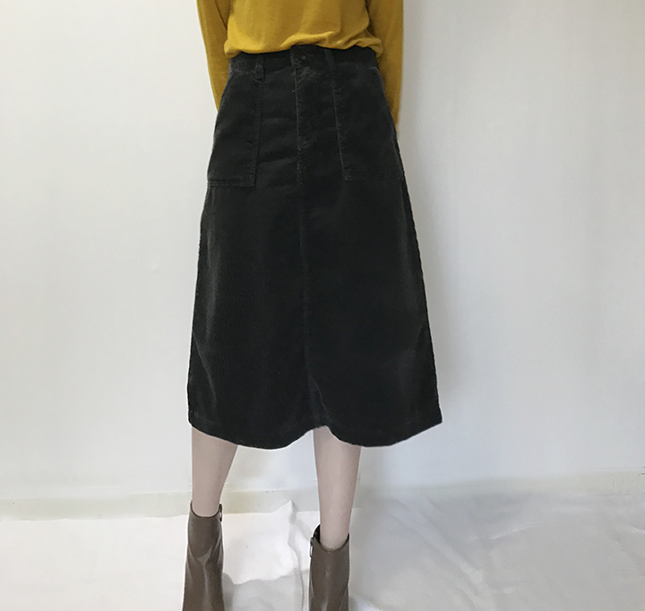 Corduroy Midi Skirt Golden Fall Winter Autumn Leaf