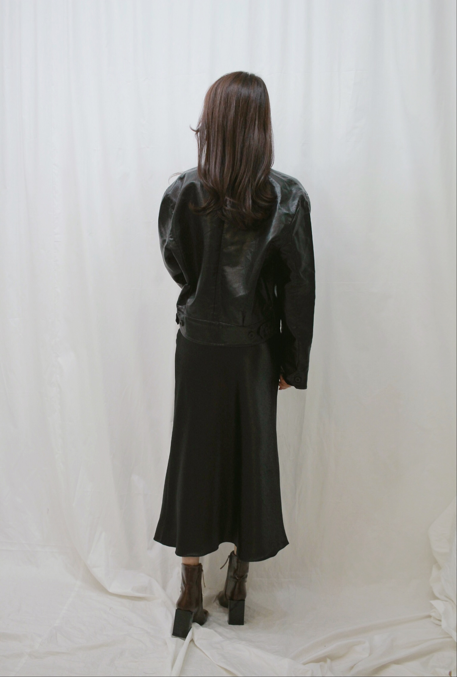 Satin Long skirt Silk A line Shatin Coordination W