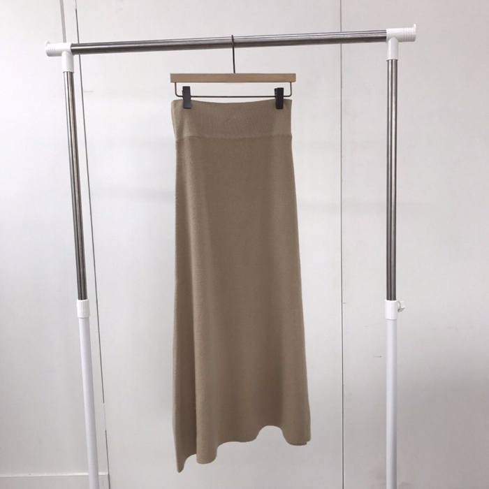 Winter a line knit skirt banding Long Beige Long B