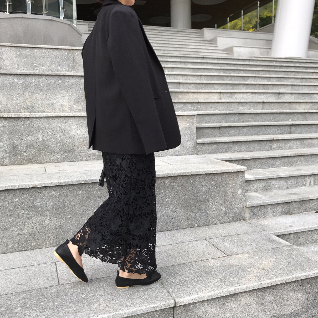 H line punching embroidery lace waist banding skir