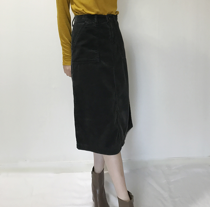 Corduroy Midi Skirt Golden Fall Winter Autumn Leaf