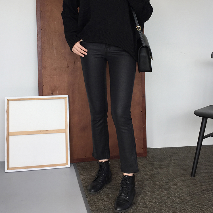 Korea Jeans Pants Matte Black Date Coated Jean Gir