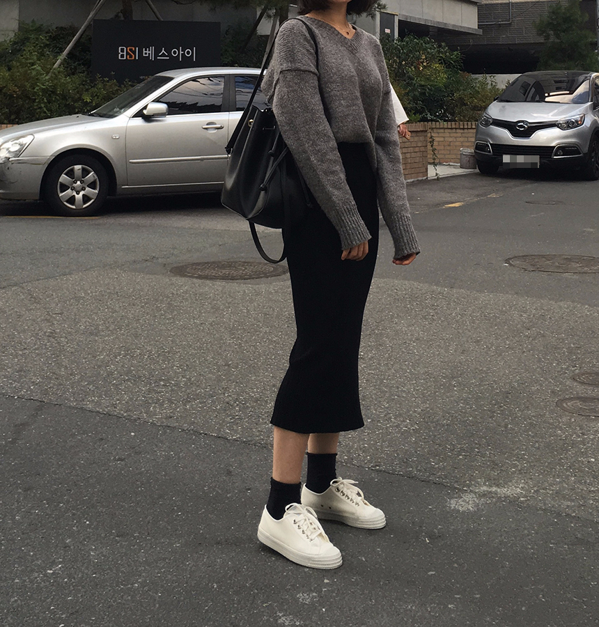 Ip Golij knit top skirt black, gray 2col woman'