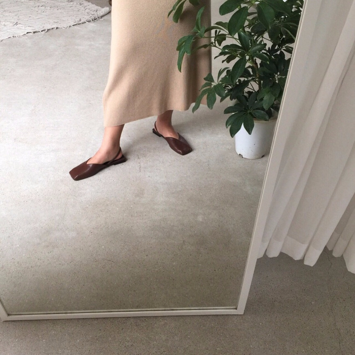 Winter a line knit skirt banding Long Beige Long B