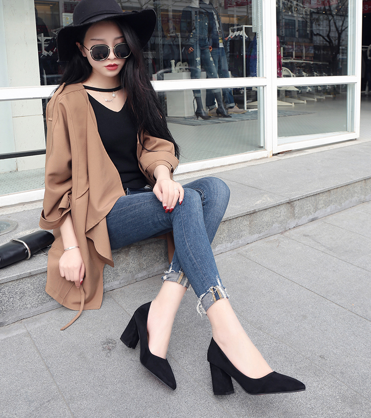 Stiletto Tongue Middle Hill 8cm Women 20s Fall Sho