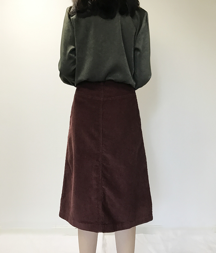 Corduroy Midi Skirt Golden Fall Winter Autumn Leaf