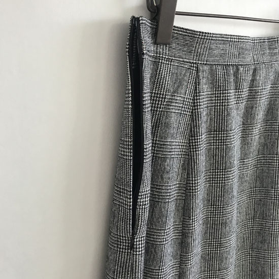 Wool blend check flare long skirt 2 color autumn w