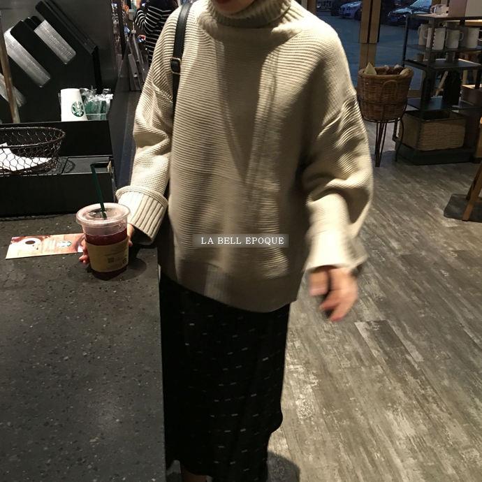 Black dot dot polka dots A line long flared skirt