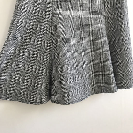 Wool blend check flare long skirt 2 color autumn w